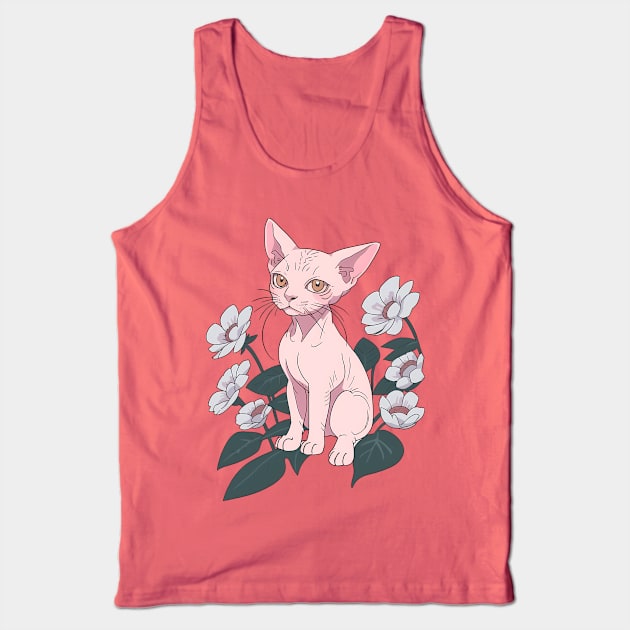 Floral Sphynx's Serenade Tank Top by VerdantCreature